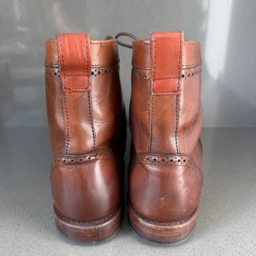 Allen Edmonds Dalton Boots Mens 11 D Dark Chili Leather Wingtip Brogue Dress